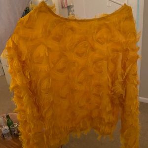 yellow feathery blouse